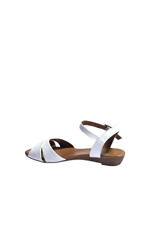 Bueno Shoes Beyaz Deri Kadın Sandalet 01wn3808