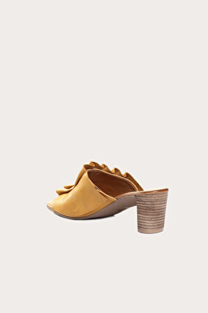 Bueno Shoes Sarı Deri Kadın Topuklu Terlik 01wn4001