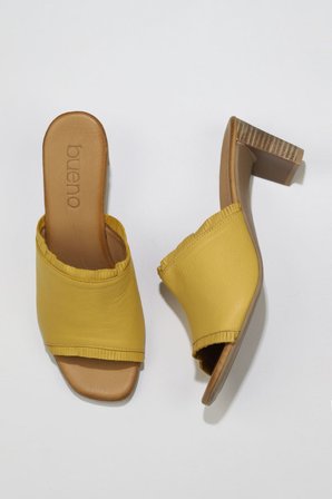 Bueno Shoes Sarı Deri Kadın Topuklu Terlik 01wn4002
