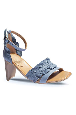 Bueno Shoes Mavi Deri Kadın Topuklu Sandalet 01wn4114