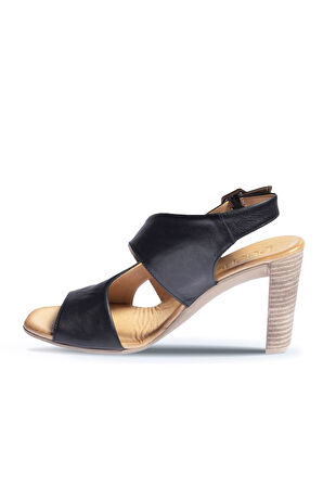 Bueno Shoes Siyah Deri Kadın Topuklu Sandalet 01wn4115