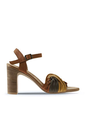 Bueno Shoes Sarı Multi Deri Kadın Topuklu Sandalet 01wn4302