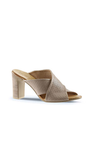 Bueno Shoes Gri Deri Kadın Topuklu Terlik 01wn4303