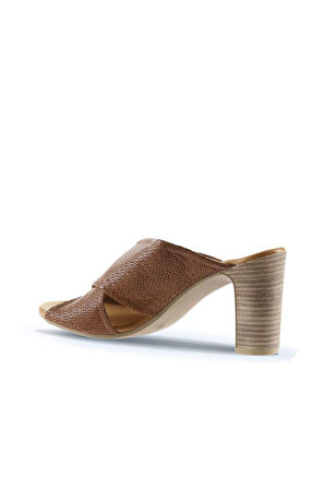 Bueno Shoes Kahverengi Deri Kadın Topuklu Terlik 01wn4303