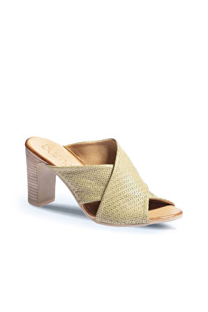 Bueno Shoes Haki Deri Kadın Topuklu Terlik 01wn4303