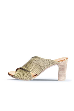 Bueno Shoes Haki Deri Kadın Topuklu Terlik 01wn4303