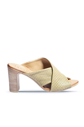 Bueno Shoes Haki Deri Kadın Topuklu Terlik 01wn4303