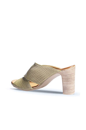 Bueno Shoes Haki Deri Kadın Topuklu Terlik 01wn4303