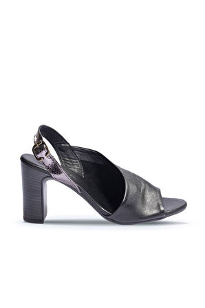 Bueno Shoes Siyah Deri Kadın Topuklu Sandalet 01wn4304