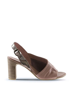 Bueno Shoes Gül Kurusu Deri Kadın Topuklu Sandalet 01wn4304