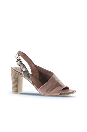 Bueno Shoes Gül Kurusu Deri Kadın Topuklu Sandalet 01wn4304