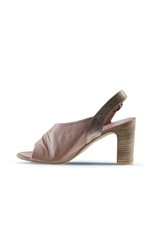 Bueno Shoes Gül Kurusu Deri Kadın Topuklu Sandalet 01wn4304