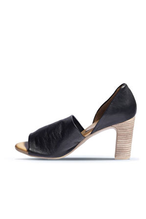 Bueno Shoes Siyah Deri Kadın Topuklu Sandalet 01wn4306