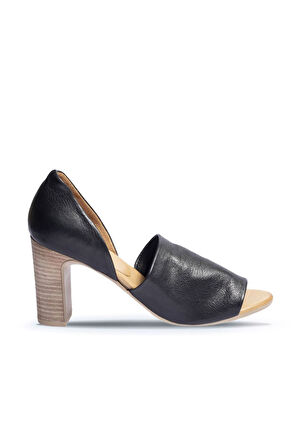 Bueno Shoes Siyah Deri Kadın Topuklu Sandalet 01wn4306