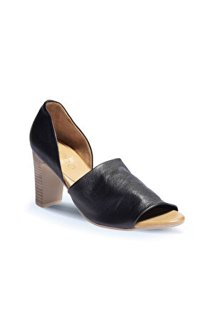 Bueno Shoes Siyah Deri Kadın Topuklu Sandalet 01wn4306