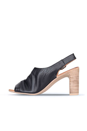Bueno Shoes Siyah Deri Kadın Topuklu Sandalet 01wn4310