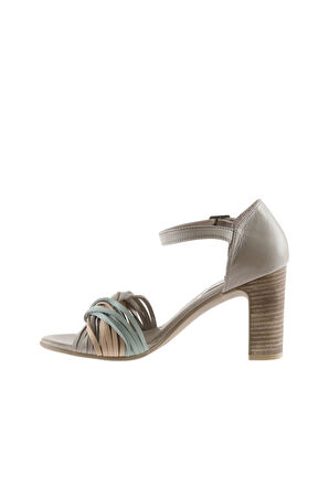 Bueno Shoes Mavi Multi Deri Kadın Topuklu Sandalet 01wn4319