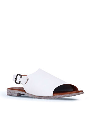 Bueno Shoes Beyaz Deri Kadın Sandalet 01wn5000