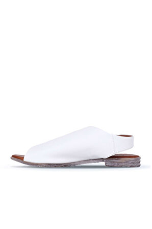 Bueno Shoes Beyaz Deri Kadın Sandalet 01wn5000