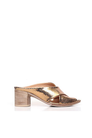 Bueno Shoes Bronz Deri Kadın Topuklu Terlik 01wn6108
