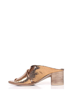 Bueno Shoes Bronz Deri Kadın Topuklu Terlik 01wn6108