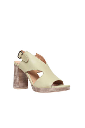 Bueno Shoes Haki Deri Kadın Topuklu Sandalet 01wn6403
