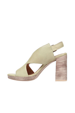 Bueno Shoes Haki Deri Kadın Topuklu Sandalet 01wn6403