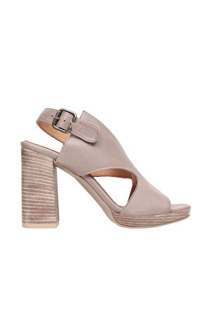 Bueno Shoes Gri Deri Kadın Topuklu Sandalet 01wn6403
