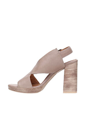 Bueno Shoes Gri Deri Kadın Topuklu Sandalet 01wn6403