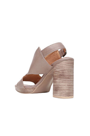 Bueno Shoes Gri Deri Kadın Topuklu Sandalet 01wn6403