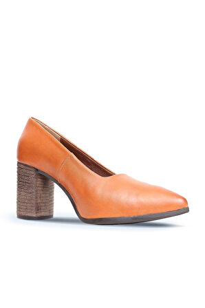 Bueno Shoes Taba Deri Kadın Topuklu Ayakkabı 01wp1002