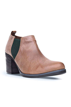 Bueno Shoes Yeşil Deri Kadın Topuklu Bot 01wp1506