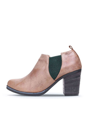 Bueno Shoes Yeşil Deri Kadın Topuklu Bot 01wp1506