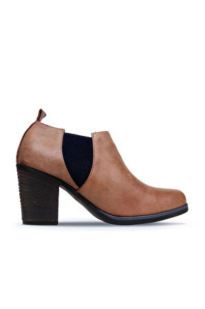 Bueno Shoes Vizon Deri Kadın Topuklu Bot 01wp1506