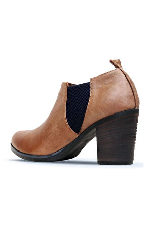 Bueno Shoes Vizon Deri Kadın Topuklu Bot 01wp1506