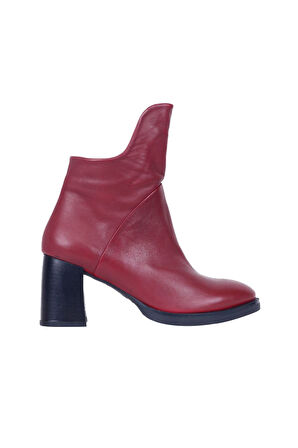Bueno Shoes Bordo Deri Kadın Topuklu Bot 01wp3301