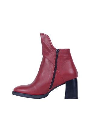 Bueno Shoes Bordo Deri Kadın Topuklu Bot 01wp3301