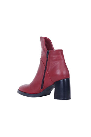 Bueno Shoes Bordo Deri Kadın Topuklu Bot 01wp3301