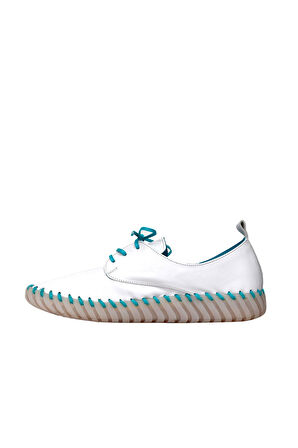 Bueno Shoes Mavi Deri Kadın Düz Ayakkabı 01wq0200