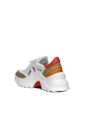Bueno Shoes Haki Deri Kadın Dolgu Topuklu Spor Ayakkabı 01wq10100