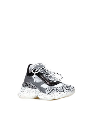 Bueno Shoes Leopar Deri Kadın Dolgu Topuklu Spor Ayakkabı 01wq11400