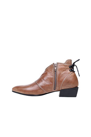 Bueno Shoes Vizon Deri Kadın Topuklu Bot 01wp7102