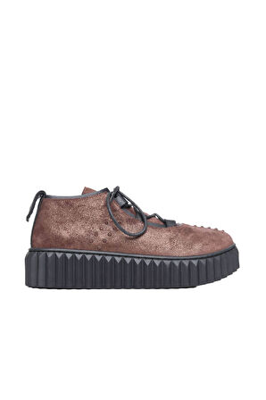 Bueno Shoes Kahverengi Deri Kadın Dolgu Topuklu Ayakkabı 01wp7400
