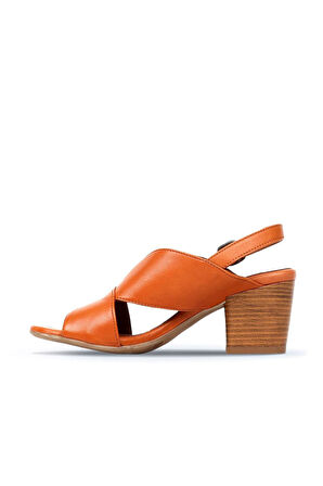 Bueno Shoes Taba Deri Kadın Topuklu Sandalet 01wn2603