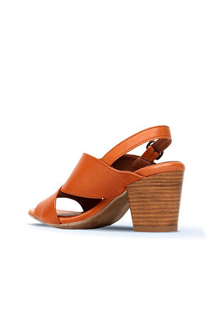 Bueno Shoes Taba Deri Kadın Topuklu Sandalet 01wn2603