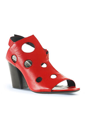 Bueno Shoes Kırmızı Deri Kadın Topuklu Sandalet 01wl3704