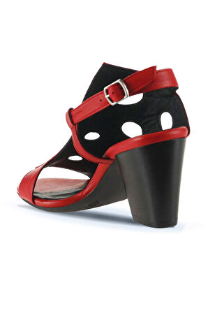 Bueno Shoes Kırmızı Deri Kadın Topuklu Sandalet 01wl3704