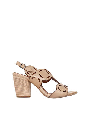 Bueno Shoes Vizon Deri Kadın Topuklu Sandalet 01wq2902