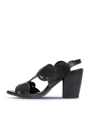 Bueno Shoes Siyah Deri Kadın Topuklu Sandalet 01wq2902