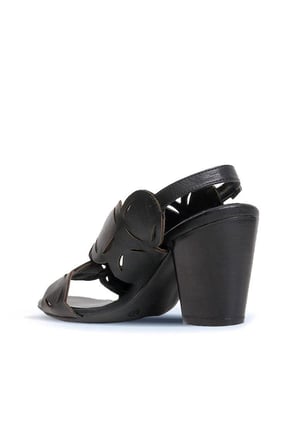 Bueno Shoes Siyah Deri Kadın Topuklu Sandalet 01wq2902